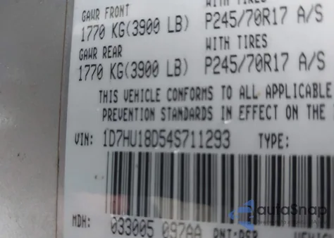2004 Dodge Ram 1500 Slt/Laramie z USA, uszkodzony, nr VIN 1D7HU18D54S711293